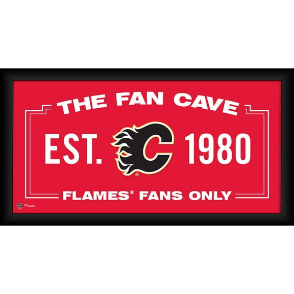 Calgary Flames Framed 10" x 20" Fan Cave Collage