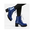 thumbnail image 6 of BLISSFUL STEP Women's Platform Chunky Heels Combat Boots Blue 6, 6 of 7