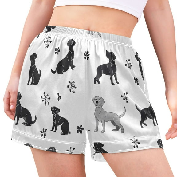 joogoo Women's Pajama Lounge Shorts Silhouette Doodle Dogs Bottoms Sleep Short M