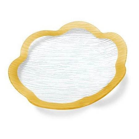 Microwave Safe Round Platter GAC Elegant 13 Inch Scalloped Tempered Glass Round Serving Platter Unbreakable - Chip Resistant - Oven/Microwave Safe - Dishwasher Safe - Stackable Decorative Charger Plate, Glass Serving Tray ()