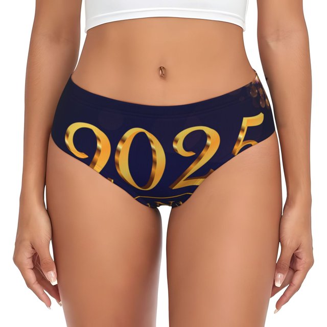 Fotbe 2025 Happy New Year 3 Calzones Estampados para Mujer – Ropa Interior de Algodón, Cómoda, Suave y Elástica-Large
