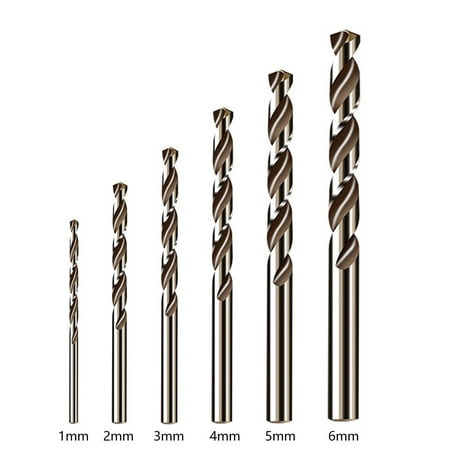 

GLFSIL 6Pcs HSS M35 Cobalt Drill Bit 1/2/3/4/5/6mm For Metal Stainless Steel Drilling