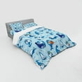 thumbnail image 3 of Ambesonne Cartoon Bedding Set 3 Pcs, Friendly Seal, Twin XL, Blue White Marigold, 3 of 3