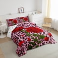 thumbnail image 3 of Homewish Boys Girls Animal Cheetah Print 3 Pieces Queen Comforter Set,Floral Wildlife Leopard Ultra Soft Bedding Sets,Chic Floral Red Rose Bedding Comforter Set Breathable, 3 of 8
