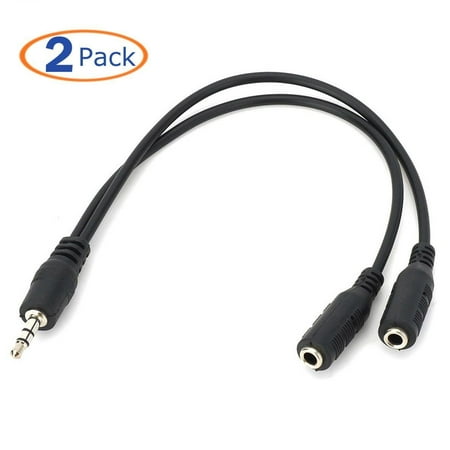 2 Pack 8 inches 3.5 mm Male to 2x 3.5 mm Female Aux Y splitter Cable
