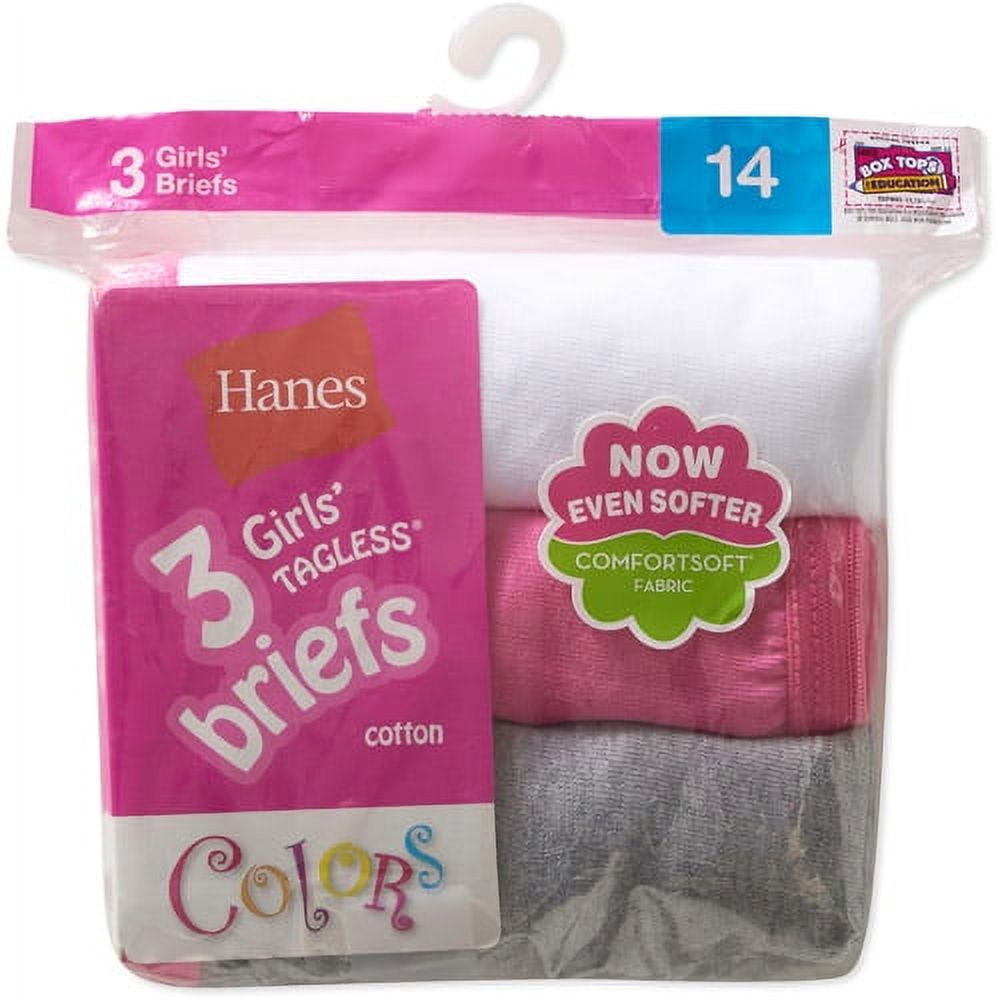 Hanes Girls Underwear, 3 Pack Core Cotton Brief Panties (Little Girls & Big Girls)