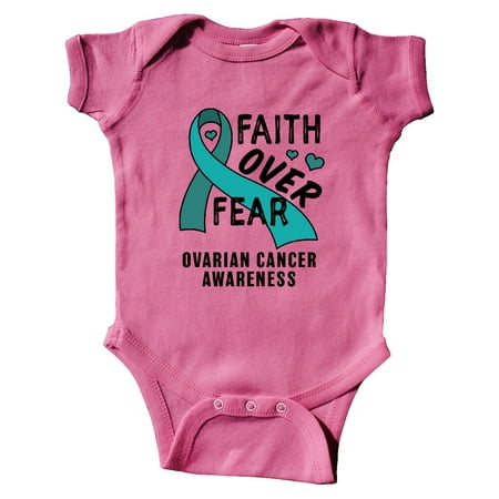 

Inktastic Ovarian Cancer Awareness Faith Over Fear with Teal Ribbon Gift Baby Boy or Baby Girl Bodysuit