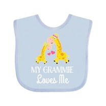 Inktastic Grammie Loves Me Giraffe Grandchild Boys or Girls Baby Bib