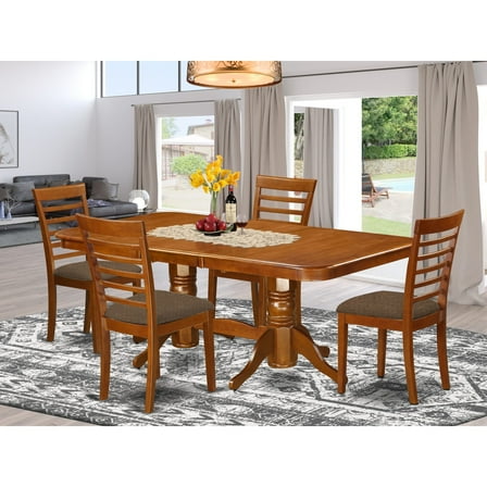 East West Furniture  5 Piece Dining Room Table Set- a Rectangle Kitchen Table and 4 Dining Chairs, Saddle Brown (Seat Options) NAML5-SBR-C N/A