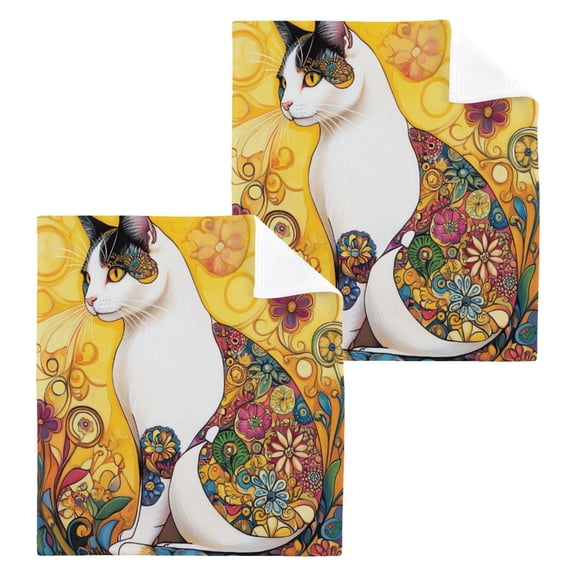 BZSMCE Towel Cotton Face Towel Soft Hand Towels Fashion Feline Elegance Pattern