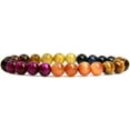 thumbnail image 1 of Natural AA Grade Multicolor Tiger Eye Gemstone 8mm Round Beads Stretch Bracelet 7" Unisex, 1 of 5
