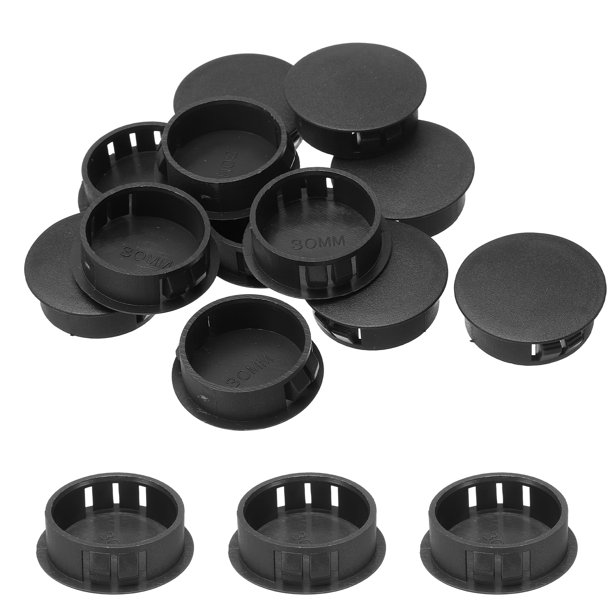 Uxcell 12pcs Tapones de agujero de nylon, tapones de agujero redondo de tornillo de 1-1/5" (30mm) cubiertas, negro