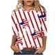 thumbnail image 1 of Camiseta de Manga Superior de 3/4 de Cuello Redondo de Impresión Casual de las Mujeres, Camisetas Casuales de las Mujeres para Primavera Verano, 1 of 4