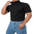 thumbnail image 3 of T-Shirt à Col Roulé pour Hommes, Manches Courtes, chandail-Over, sous-Vêtement de Base Extensible, Léger, 3 of 6