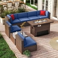 thumbnail image 3 of Sunmthink 8 Steel Water-resistant Outdoor Conversation Sets with Sofas and Table, Bule, 3 of 7