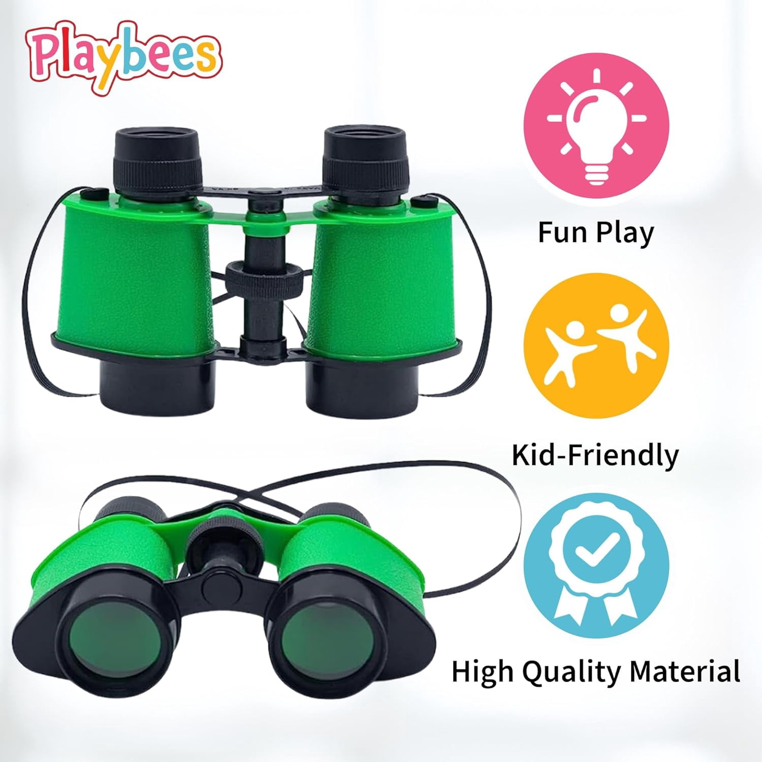 Playbees Kids Toy Binoculars with Neck Strap - 12 Pack - Premium Bird Watching & Safari Jungle Pretend Play Binocular Set - Safari Party Favors - Educational Learning Gifts for Children