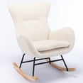 thumbnail image 2 of Nursery Rocking Chairs, Teddy Fabric Upholstered Glider Rocker with High Backrest and Armrests for Bedroom Living Room Offices (Beige), 2 of 8