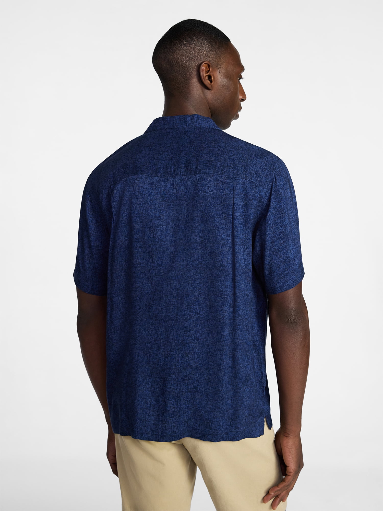 George Men's Relaxed Fit Printed Camp Shirt with Short Sleeves, Sizes S-3XLT