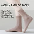 thumbnail image 5 of 6 pairs Women Bamboo Socks Soft Thin Women's Crew Socks Seamless Toe Viscose Bamboo Dress Calf Socks, 5 of 6