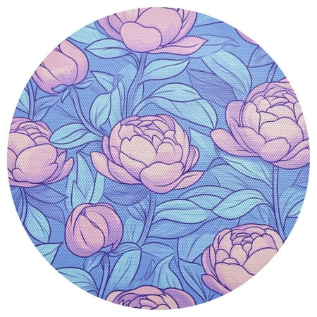 

Pink and Blue Peonies 6-Piece 15.4in Durable PVC Plate Mats Heat-Resistant for Parties and Dining