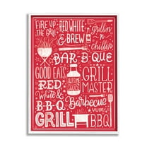 Stupell Indtries Fire Up Grill Summer BBQ Phrases Red White,11 x 14,Design by Amanda McGee