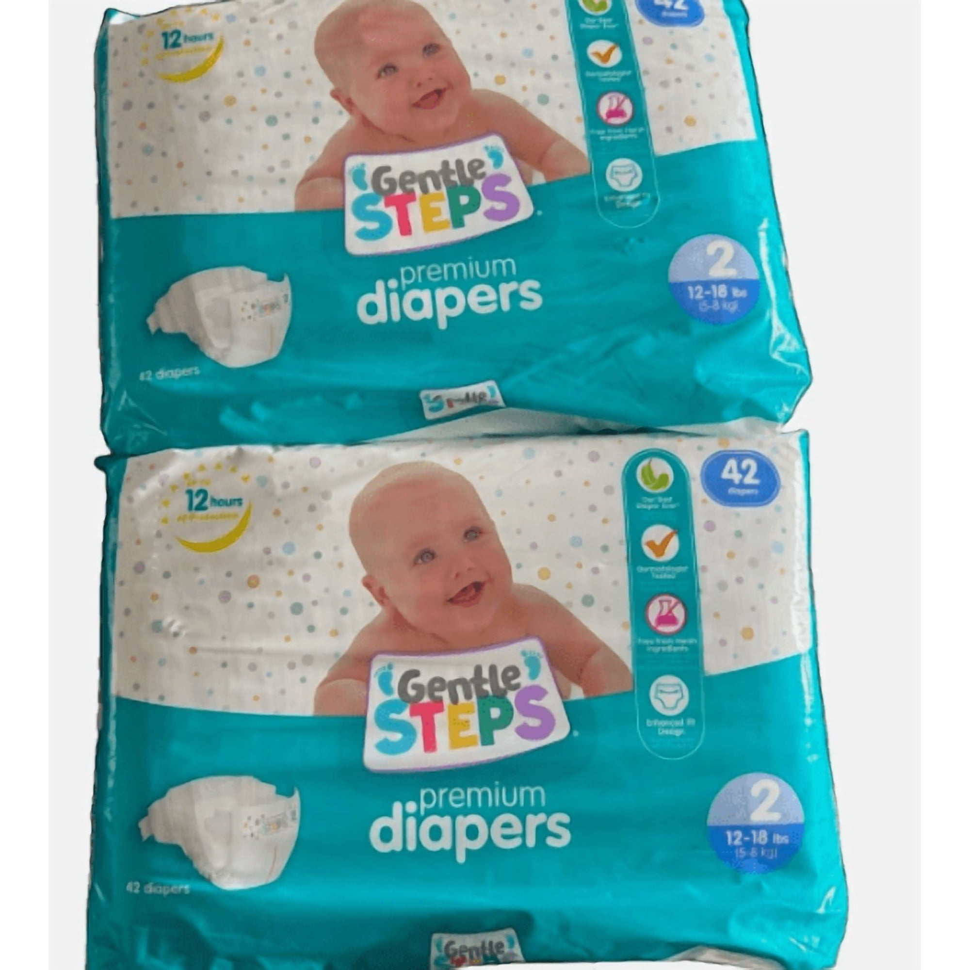 Gentle Steps Premium Baby Diapers Size 2, 12-18 lbs, 84 Count, 2 Packs of 42