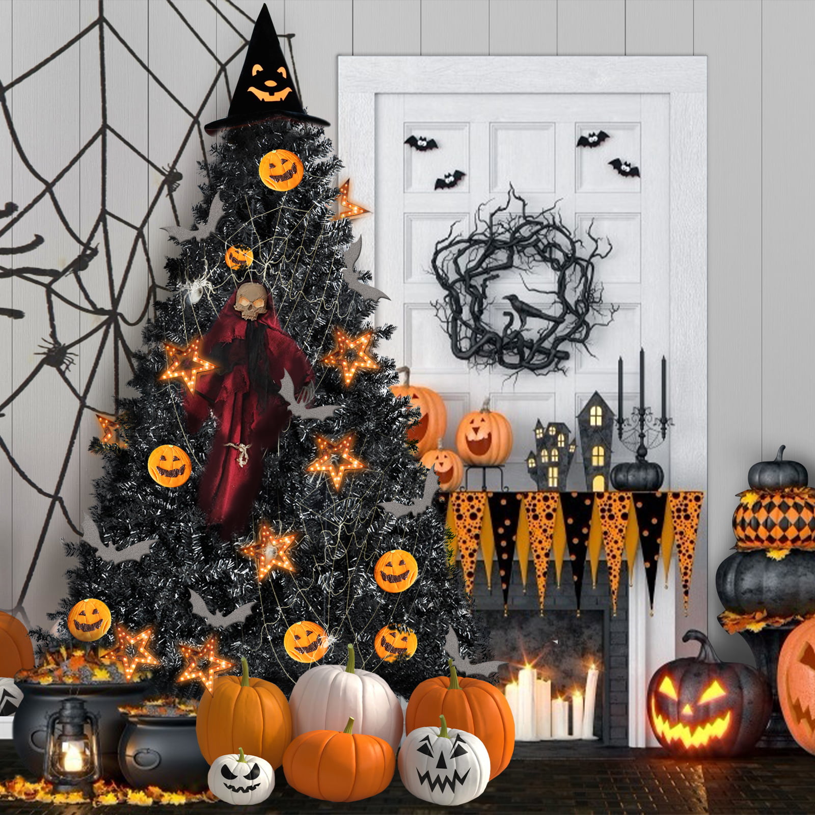 Details about   6.5Feet *5 pcs Halloween Decorations PVC Pumpkin Garland for Outdoor & Indoor... 