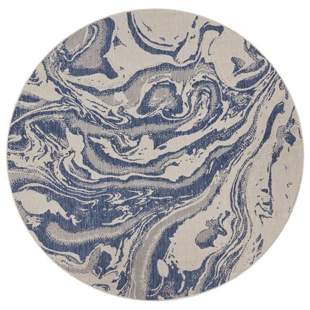 LR Resources SEADE81874WAZ76RD Abstract Oasis Indoor Outdoor Round Area Rug