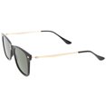 thumbnail image 4 of zeroUV Unisex Super Flat Slim Metal Temples Square Flat Lens Horn Rimmed Sunglasses 51mm (Black-Gold / Green) - 51mm, 4 of 5