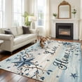 thumbnail image 3 of Blue Texas Star Washable Area Rug 5 x 7 ft Vintage Berry Faith Love Home Blue Khaki Wood Grain, Soft Non Slip Rugs Stain Repellent Indoor Felt Carpet for Living Dining Room Bedroom Home Office, 3 of 9