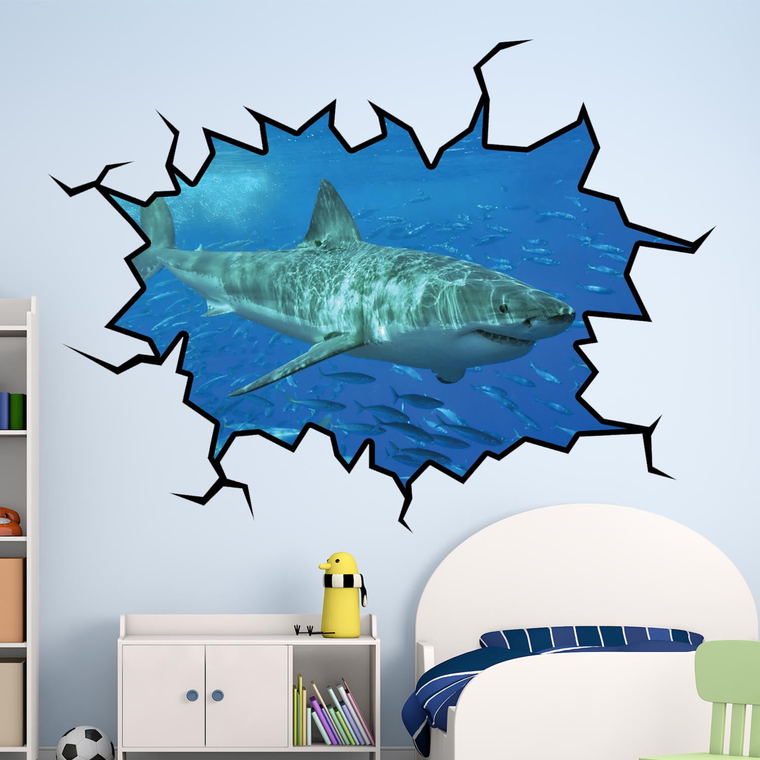 Great White Shark Wall Decal Realistic Shark Stickers Peel And Stick VWAQ-PAS3 