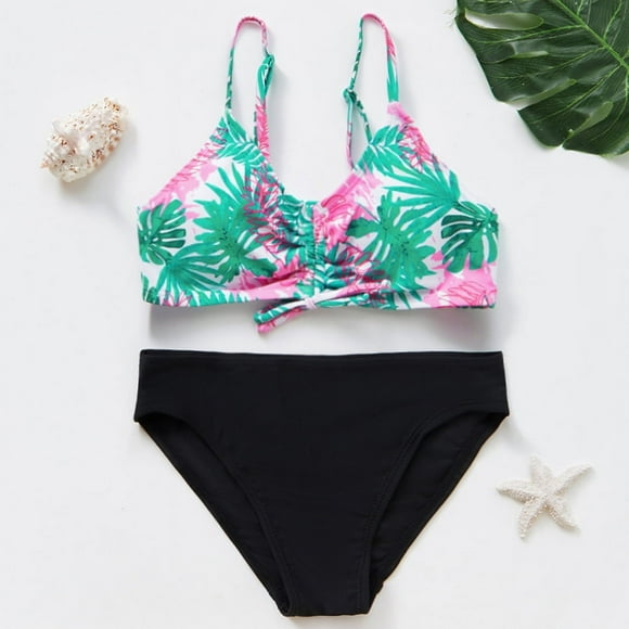 JFBUJC 2024 Girls Swimsuit Two Piece Hot Stamping Children's Swimwear 4-16 Years Girls Beachwear Bathing Suit