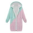 thumbnail image 4 of UAMVSH Oversized Hoodies for Women Loose Fit Printed Full Zip up Knee Length Sweatshirts Coats Casual Long Sleeve Hooded Jackets with Pockets(XX-Large,Green 1), 4 of 4