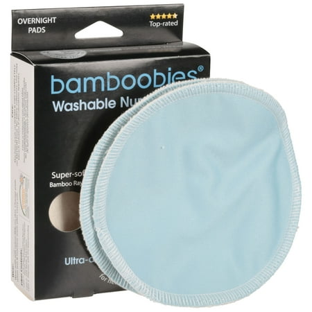 Bamboobies Nursing Pads for Breastfeeding | 2 Overnight Pairs | Reusable & Washable Breast Pads | Ultra-Absorbent Overnight Nursing Pads | Super Soft Rayon Made From Bamboo | Milk Proof Liner, Natural