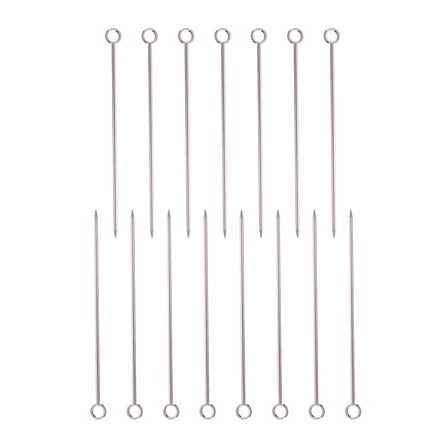 15Pcs Stainless Steel Cocktail Toothpicks, 4.25" Metal Cocktail Picks Fruit Sticks for Drinks Appetizer, Silver Ring