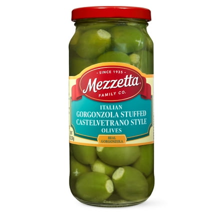 Mezzetta Italian Gorgonzola Stuffed Castelvetrano Style Olives, 16 fl oz Jar