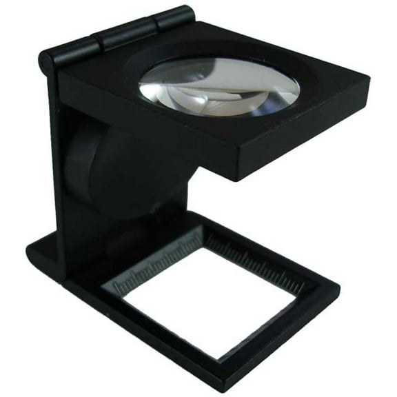 MAXIMIZE Black Folding LED 6X Magnifier | 30mm (1") Diameter Lens | Distortion-Free | Integrated SAE & Metric Rulers | Includes Carrying Case | Ideal for Detailed & Illuminated Viewing