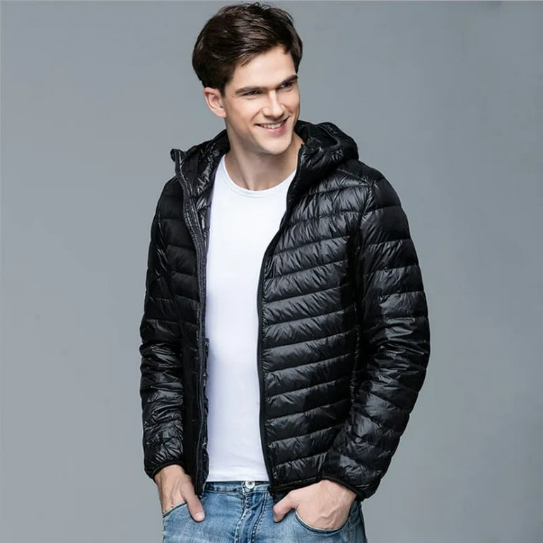 Men Fluffy Winter Coat Fashion Hooded Duck Down Jackets Ultralight Puffer Down Coat Portable Slim Feather Filling Parkas 5XL 6XL Walmart