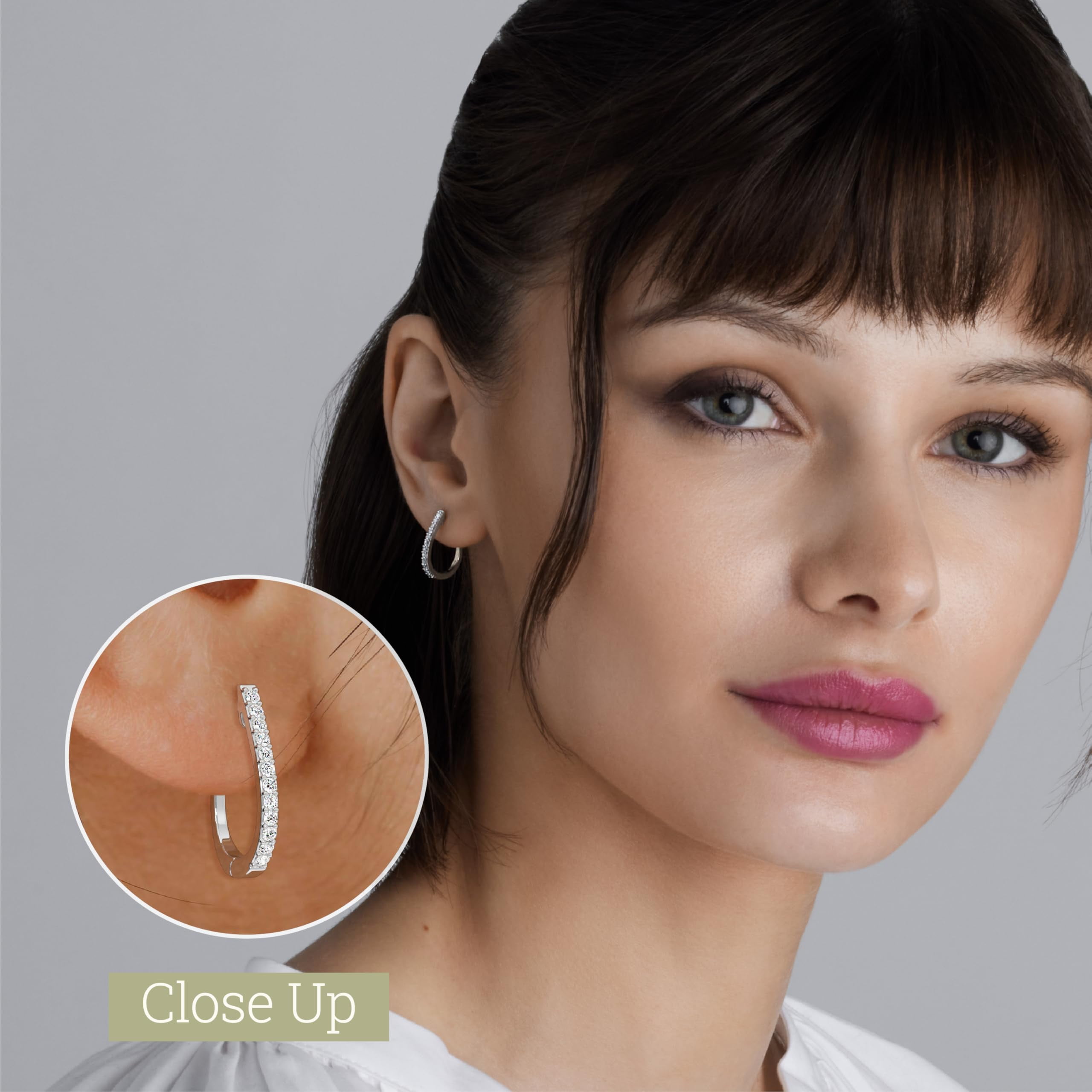 Gilded 1/4 Carat Total Weight Lab-Grown Diamond U-Shaped Hoop Earrings for Women in 925 Sterling Silver | Hypoallergenic Fine Jewelry | Latch Back Closure | SI1 Clarity, F Color