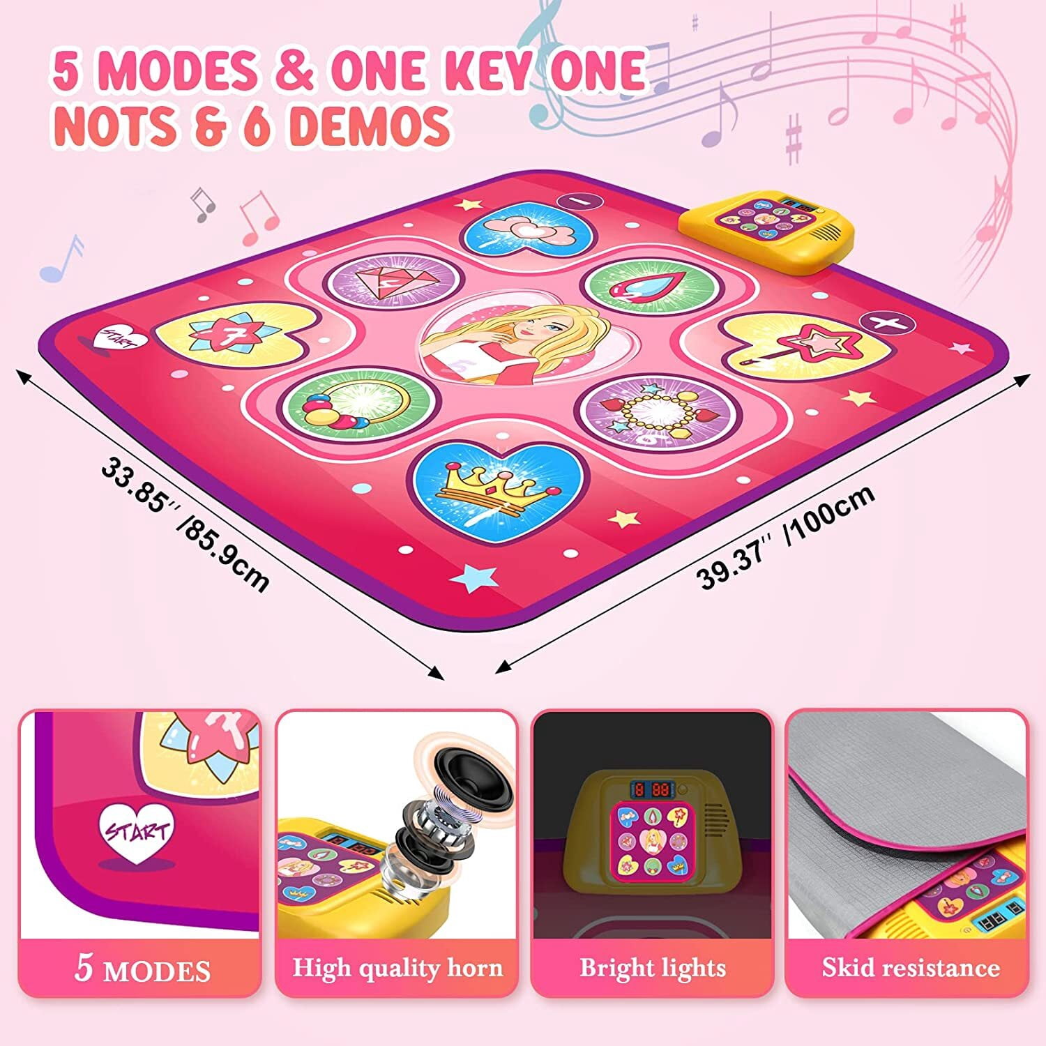 Beefunni Dance Mat Toys for 3-10 Year Old Girls,5 Game Modes Including 3 Challenge Levels,Christmas Birthday Gifts for 3-8 Year Old Girls