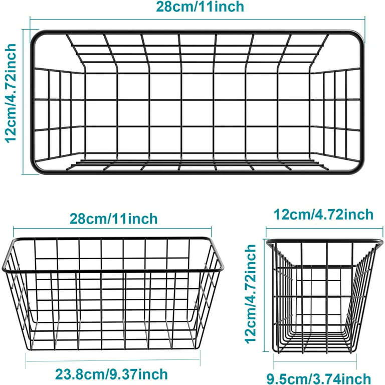 LeleCAT Hanging Kitchen Baskets For Storage Adhesive Sturdy Small Wire  Storage Baskets with Kitchen Food Pantry Bathroom Shelf Storage No Drilling