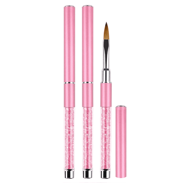 Pinceles De Uñas Acrílico 3 Pzs, Numero 6, 8, 12 Y 3d ROSA