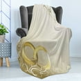 thumbnail image 4 of Wedding Soft Flannel Fleece Blanket, 2 Wedding Rings Entangled Swirled Floral Framework Romantic Celebration, Cozy Plush for Indoor and Outdoor Use, 70" x 90", Yellow Sepia Coconut, by Ambesonne, 4 of 5