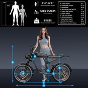 Electric Bike for Adults with 1500W Peak Motor,Max 30MPH & 50Mile,Moped ebikes with 15.6AH Battery,20 Fat Tire Off Road Mountain Ebike,Max 440LBS,UL2849 Certified