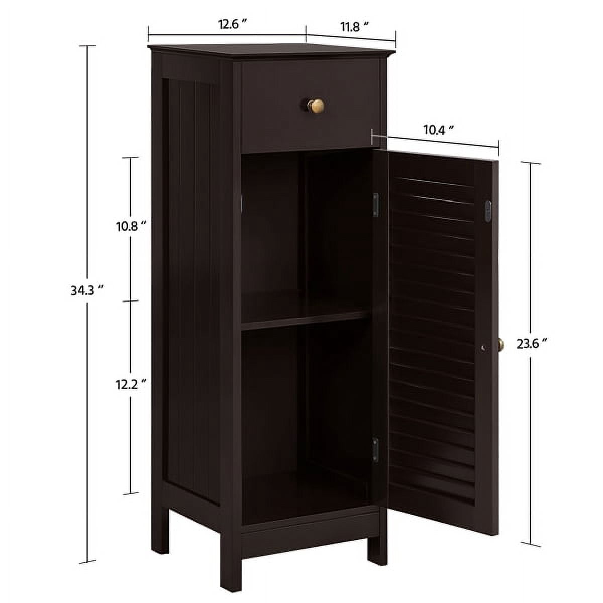 Alden Design Wooden Storage Floor Cabinet with Drawer for Bathroom, Espresso