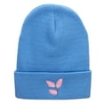 thumbnail image 5 of Fall Leaf Embroidered 12 Inch Long Knitted Beanie - Sky Blue OSFM, 5 of 5