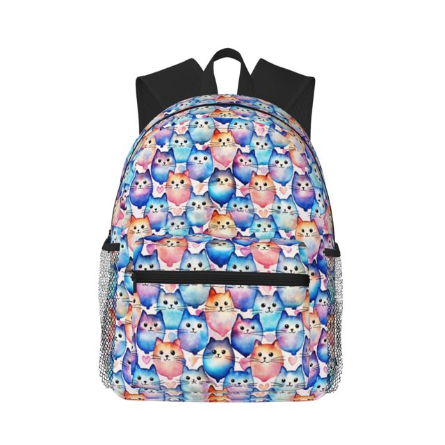 Fotbe Cartoon colorful cute cat Mochila Ligera Casual para Laptop para Hombres y Mujeres, Mochila Impermeable de Uso Diario, Mochila para Universidad