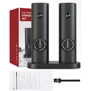 Uncahome 2 Pack Electric Salt and Pepper Grinder Set, Battery Powered - Automatic Salt Pepper Mill Grinder, Black