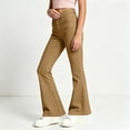 thumbnail image 4 of vdgthytj Flare Pants for Girls High Waist Slim Fitted Solid Fashion Fall Casual Trousers with Pockets(11-12 Years,Brown), 4 of 7
