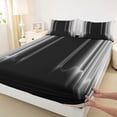 thumbnail image 3 of jejeloiu Modern Geometric Striped Queen Sheet Sets,Gray Black Bed Set For Girls Kids 4-Piece, 3 of 7